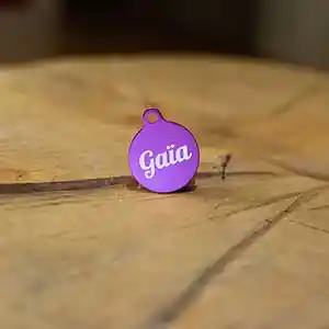 Gaïa - Medaglietta identificativa in alluminio con cerchio rosa